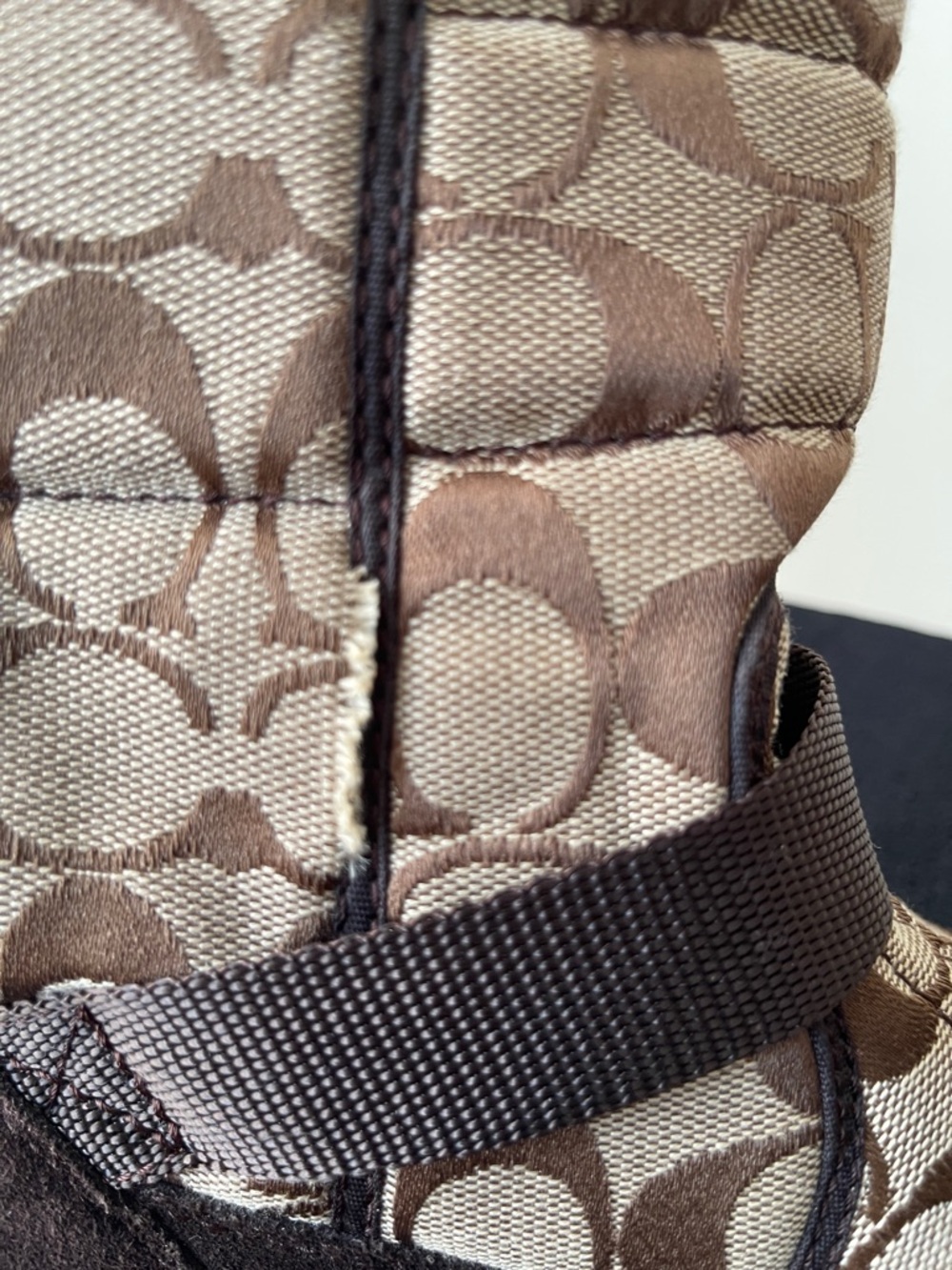 Coach Brown Signature Monogram Winter Boots with Dark Brown Trim - Picture 6 of 7